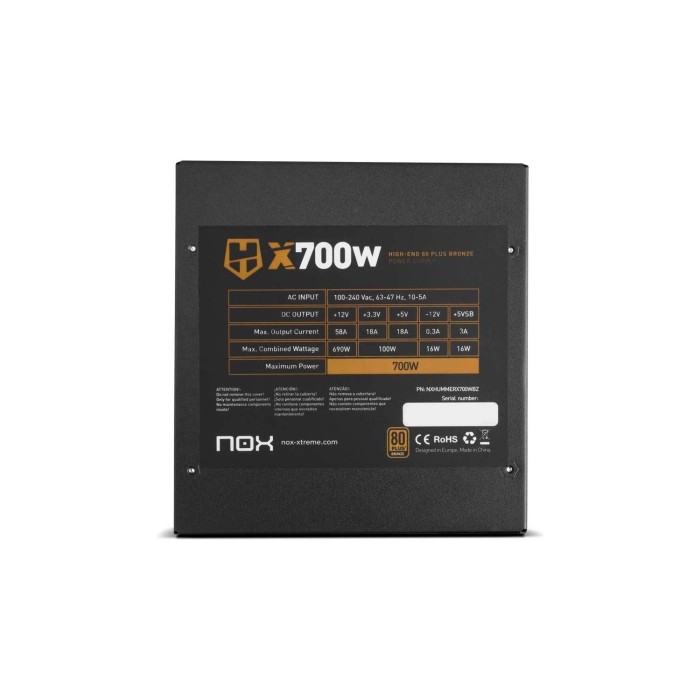 FUENTE DE PODER NOX HUMMER X700W BRONZE EDITION (NXHUMMERX700WBZ)