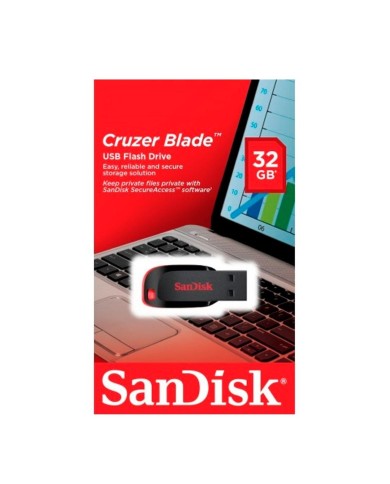 Pendrive 32GB Sandisk USB 2.0 Cruzer Blade, Negro