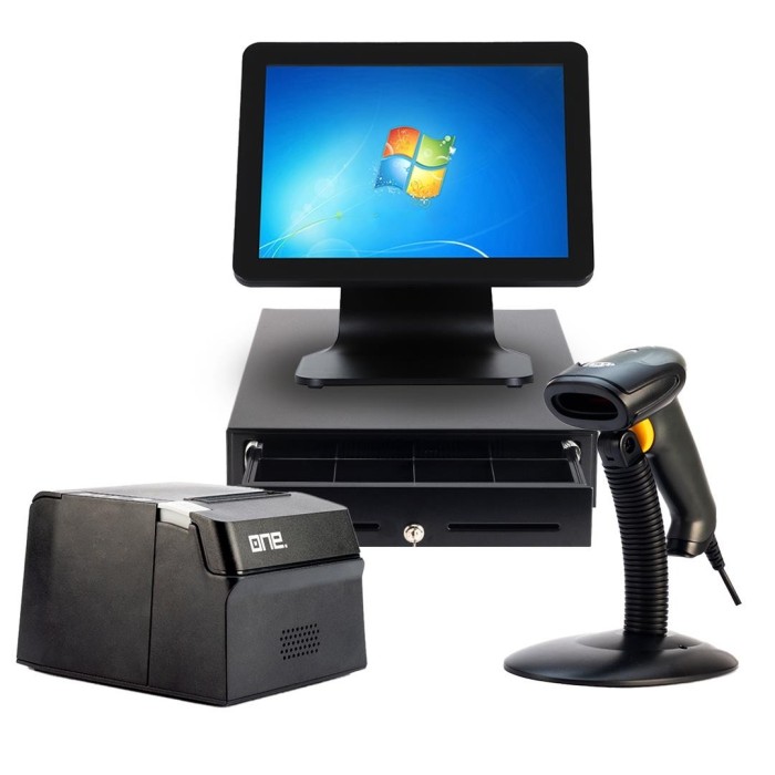 Kit Punto de Venta One T2-7000/Impresora R200 USB, Ethernet/Gaveta de dinero 8M-5B/Lector One 6600 Láser 1D USB