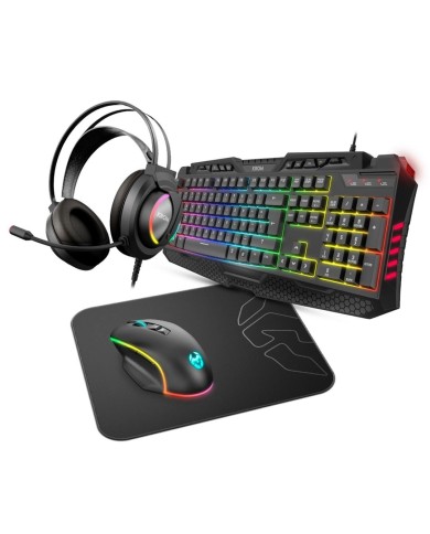 Kit Gaming Krom Kritic RGB Teclado + Audifonos + Mouse + Mousepad