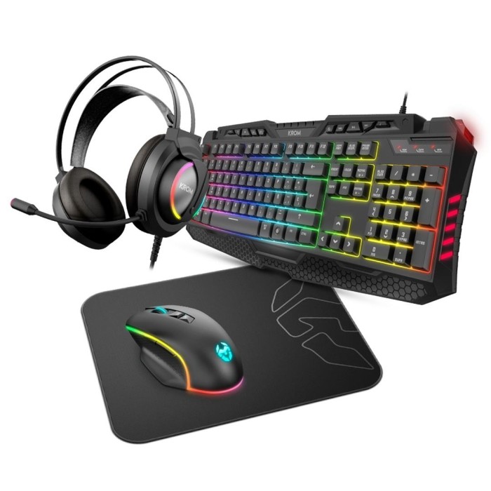 Kit Gaming Krom Kritic RGB Teclado + Audifonos + Mouse + Mousepad