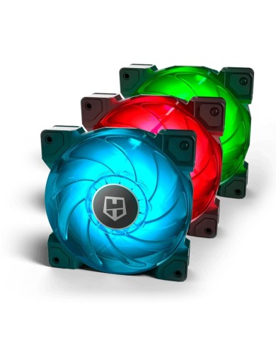 Pack 3 Ventiladores Nox Hummer H-SYNC de 120mm RGB, Control Remoto)