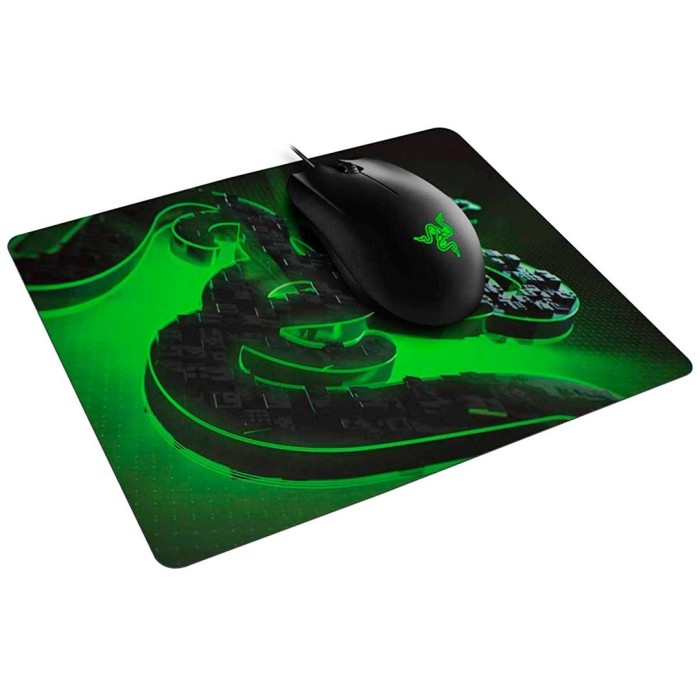 Mouse gamer Razer Abyssus Lite + Mousepad Goliathus Mobile 6400 DPI, 27x21cm, Negro/Verde