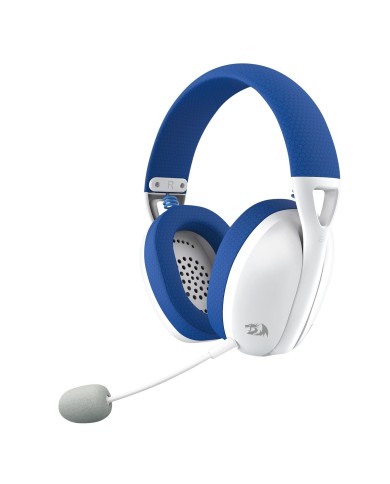 Audífonos gamer inalámbricos Redragon Ire Pro H848 White Blue Bluetooth, USB