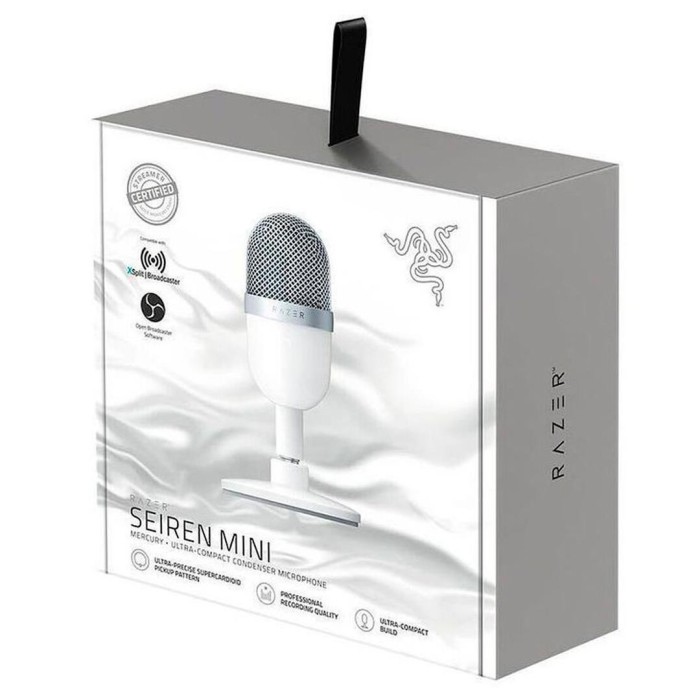 Micrófono Streaming Razer Seiren Mini Ultra Mercury White,  Condensador Compacto USB