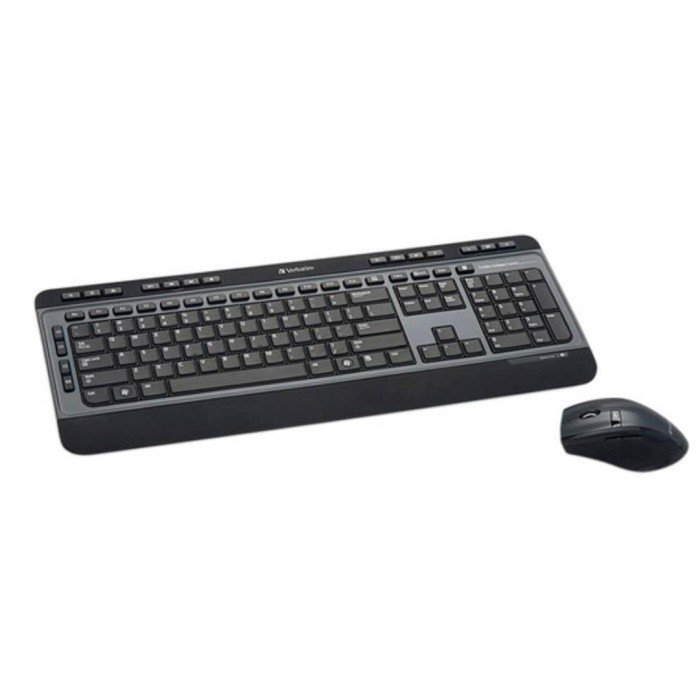Kit Teclado + Mouse Verbatim Inalámbicos Dongle USB, Ingles, Negro