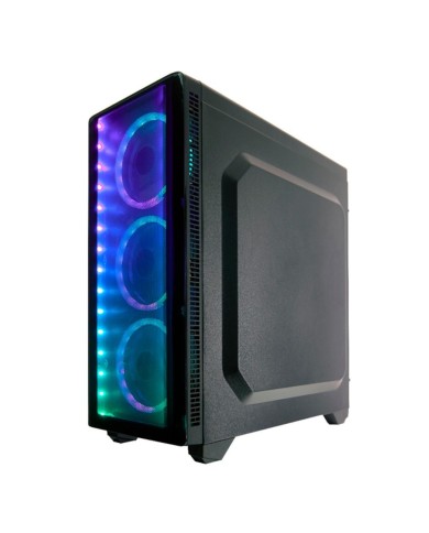 Gabinete Riotoro CR110TGS + Tira LED RGB ATX, Vidrio templado, Fan 120mm x1 (ventiladores no incluidos)