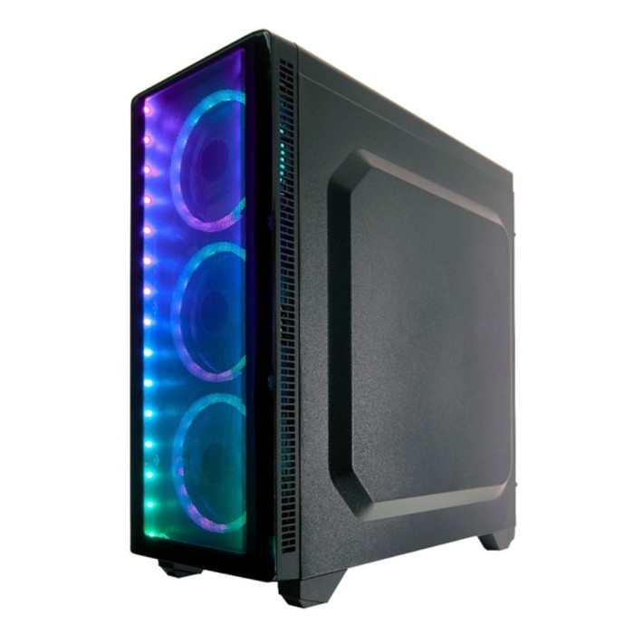 Gabinete Riotoro CR110TGS + Tira LED RGB ATX, Vidrio templado, Fan 120mm x1 (ventiladores no incluidos)