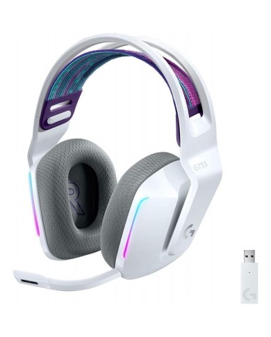 Audífonos Gamer Logitech G733 LightSpeed Wireless (RGB, Dongle USB, Blanco)