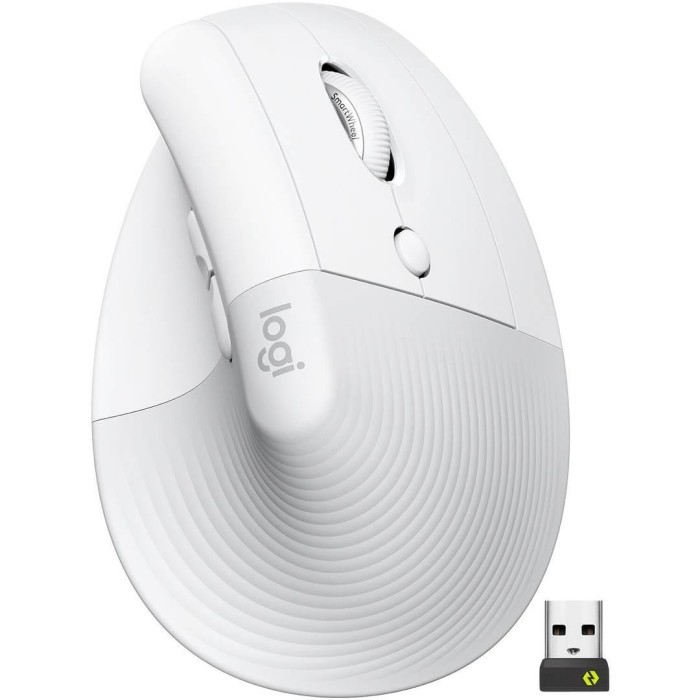Mouse Ergonómico Logitech Lift, 6 Botones, 4000 DPI, Bluetooth, Blanco/Gris