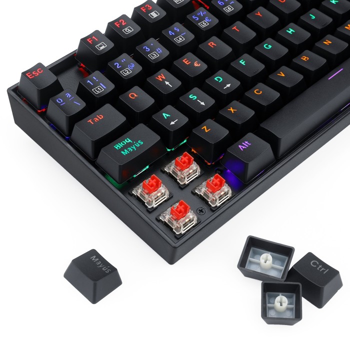 Teclado mecánico Redragon Kumara K552 RGB, TKL, Switch Red, Español, Negro