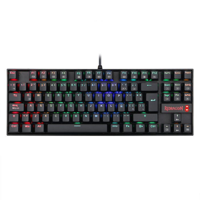 Teclado mecánico Redragon Kumara K552 RGB, TKL, Switch Red, Español, Negro