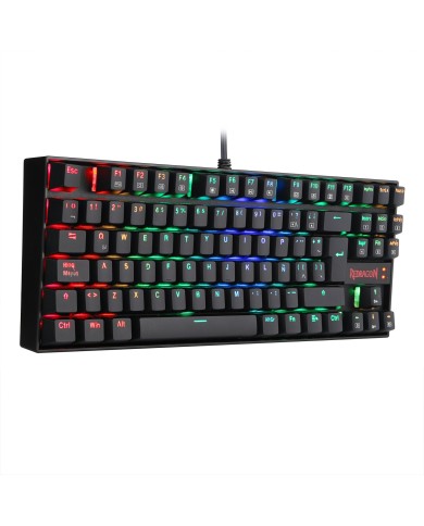Teclado mecánico Redragon Kumara K552 RGB, TKL, Switch Red, Español, Negro