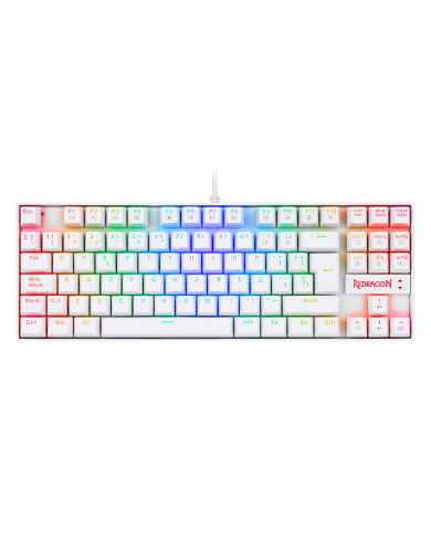 Teclado mecánico Redragon Kumara K552 RGB, TKL, Switch Red, Español, Blanco