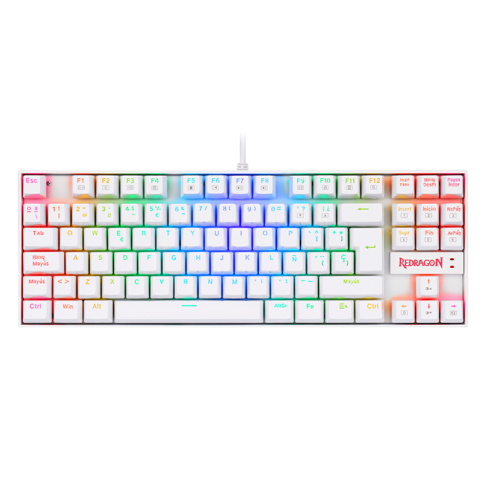 Teclado mecánico Redragon Kumara K552 RGB, TKL, Switch Red, Español, Blanco