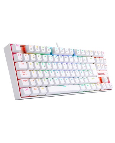 Teclado mecánico Redragon Kumara K552 RGB, TKL, Switch Red, Español, Blanco