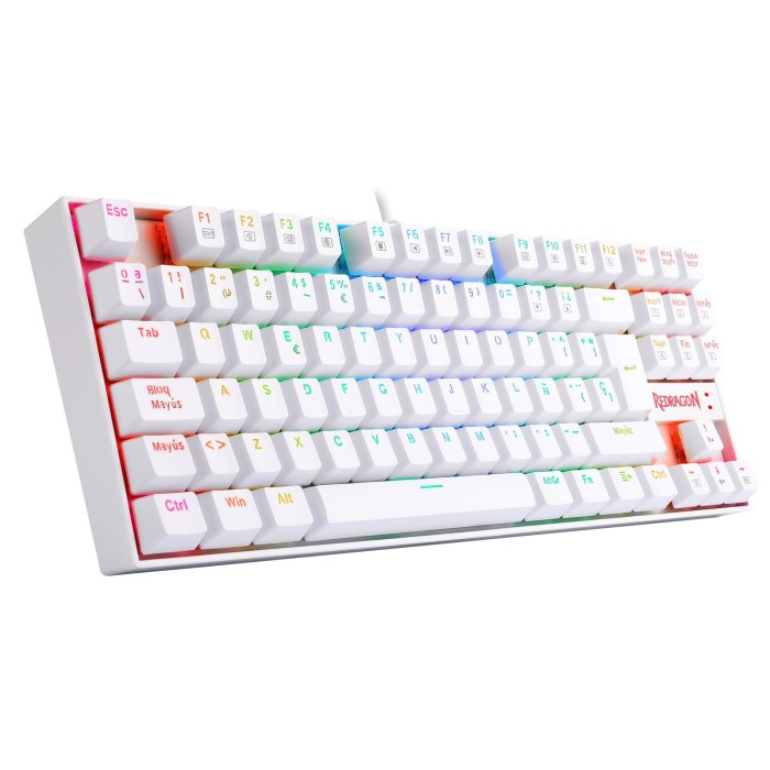 Teclado mecánico Redragon Kumara K552 RGB, TKL, Switch Red, Español, Blanco