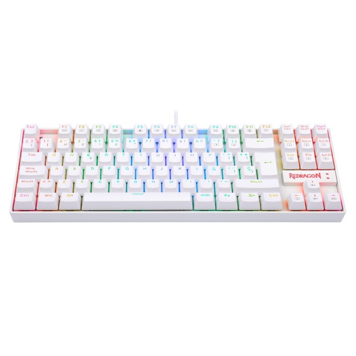 Teclado mecánico Redragon Kumara K552 RGB, TKL, Switch Red, Español, Blanco