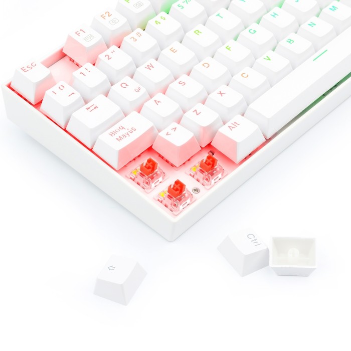 Teclado mecánico Redragon Kumara K552 RGB, TKL, Switch Red, Español, Blanco