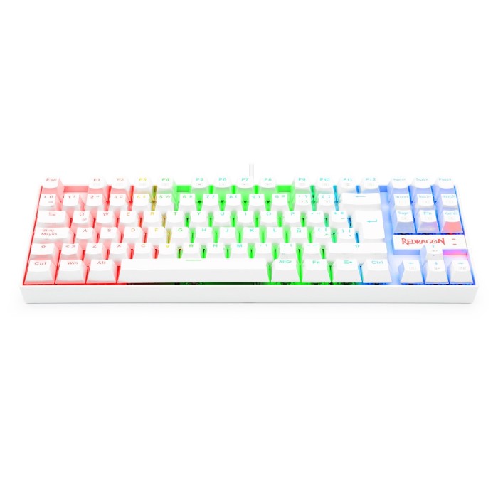 Teclado mecánico Redragon Kumara K552 RGB, TKL, Switch Red, Español, Blanco