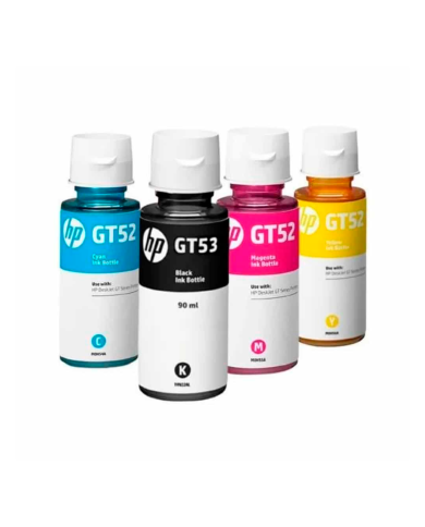 Pack de tintas HP GT53 Negro Original, GT52 Cian, Amarillo y Magenta Original