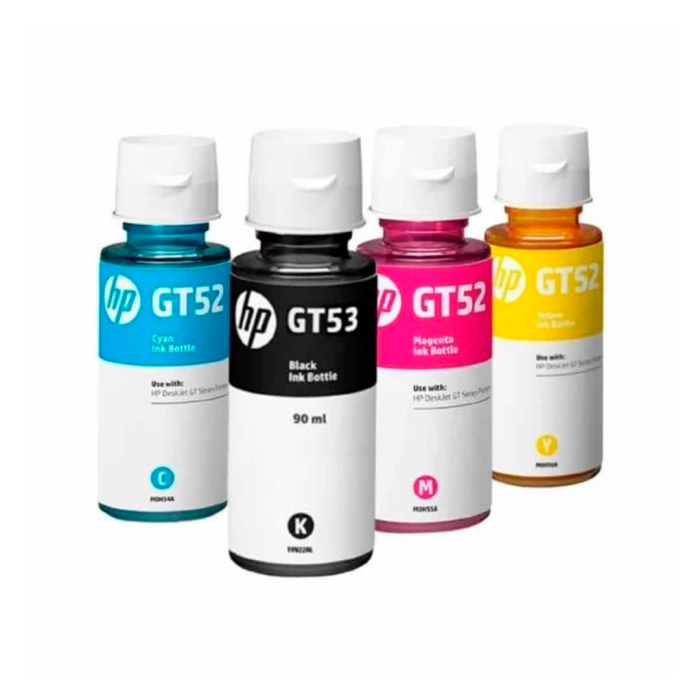 Pack de tintas HP GT53 Negro Original, GT52 Cian, Amarillo y Magenta Original