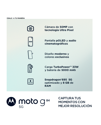 Smartphone Motorola G84 5G, Ram 8GB, 256GB, Android 13 Magenta