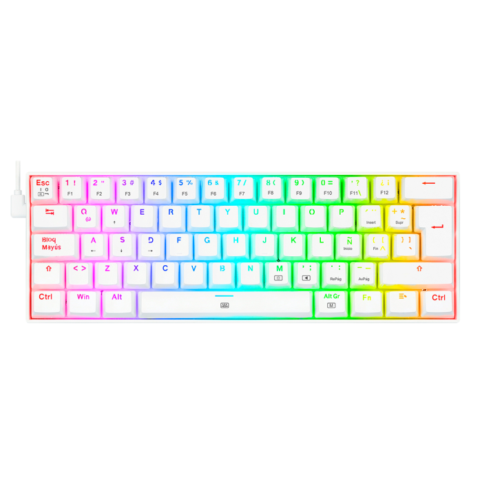 Teclado Mecánico Redragon Dragonborn Blanco RGB 60% Switch Red Español
