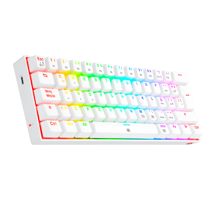 Teclado Mecánico Redragon Dragonborn Blanco RGB 60% Switch Red Español