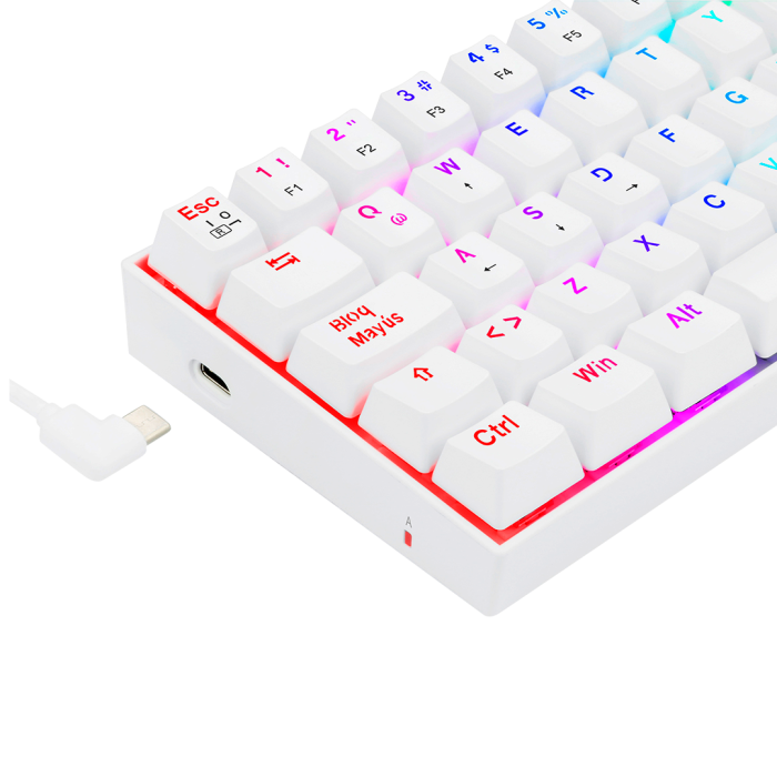 Teclado Mecánico Redragon Dragonborn Blanco RGB 60% Switch Red Español