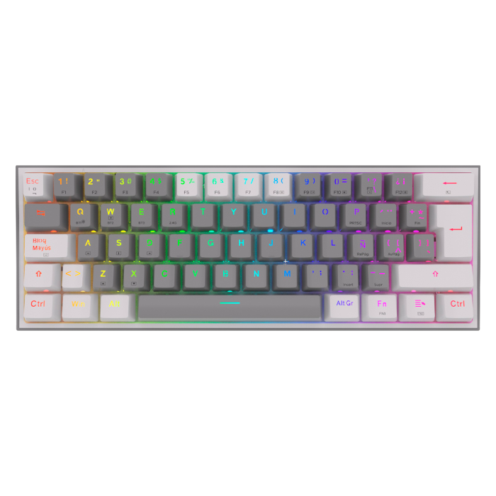 Teclado mecánico inalámbrico Redragon Fizz Pro K616-RGB Grey/White, Switch Red, Español
