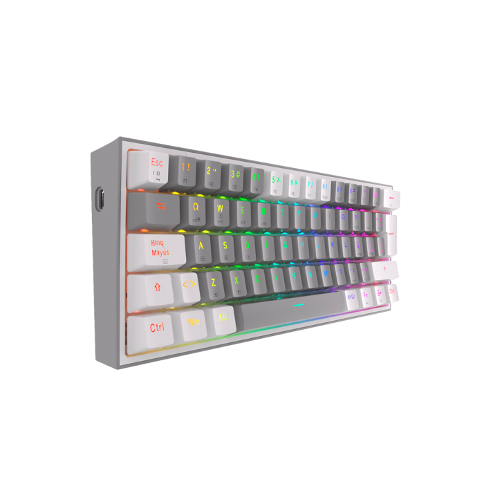 Teclado mecánico inalámbrico Redragon Fizz Pro K616-RGB Grey/White, Switch Red, Español