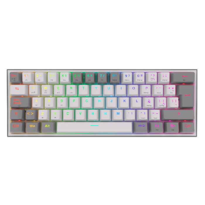 Teclado mecánico inalámbrico Redragon Fizz Pro K616-RGB White/Grey, Switch Red, Español