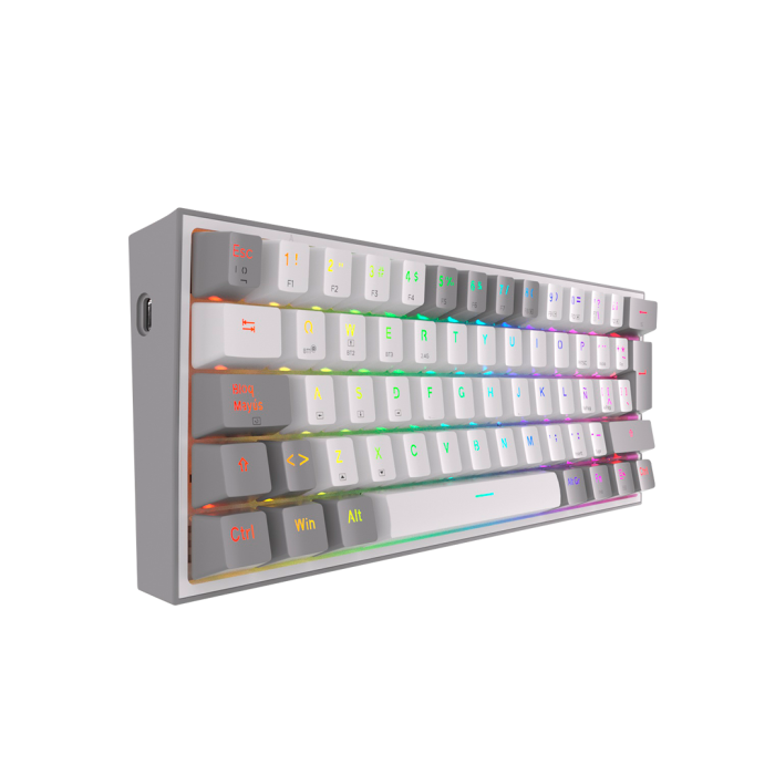 Teclado mecánico inalámbrico Redragon Fizz Pro K616-RGB White/Grey, Switch Red, Español