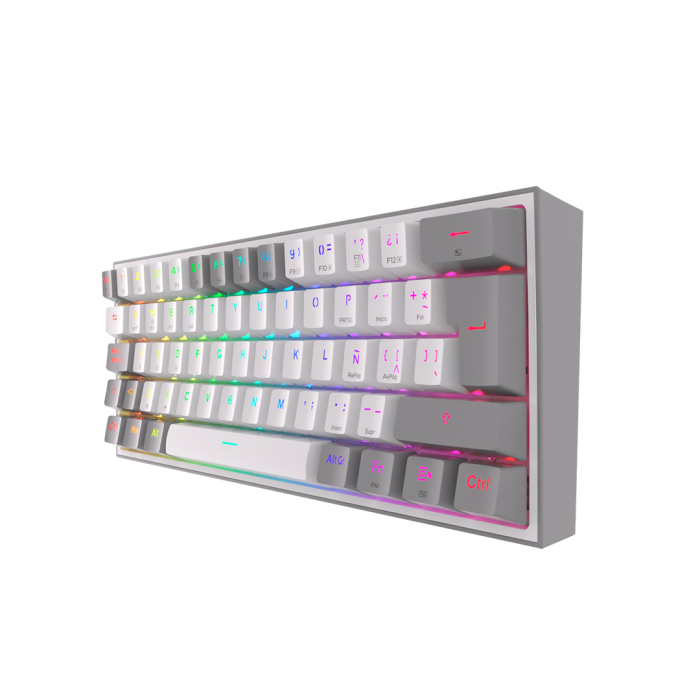 Teclado mecánico inalámbrico Redragon Fizz Pro K616-RGB White/Grey, Switch Red, Español