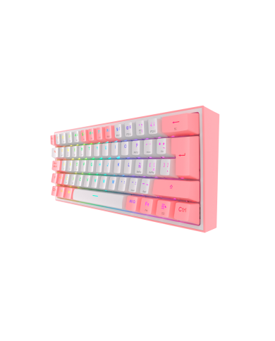 Teclado mecánico inalámbrico Redragon Fizz Pro K616-RGB White/Pink, Switch Red, Español