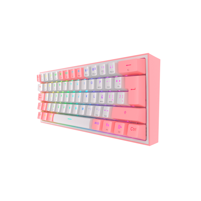 Teclado mecánico inalámbrico Redragon Fizz Pro K616-RGB White/Pink, Switch Red, Español