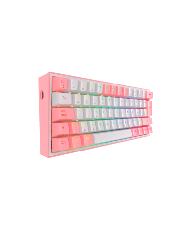 Teclado mecánico inalámbrico Redragon Fizz Pro K616-RGB White/Pink, Switch Red, Español