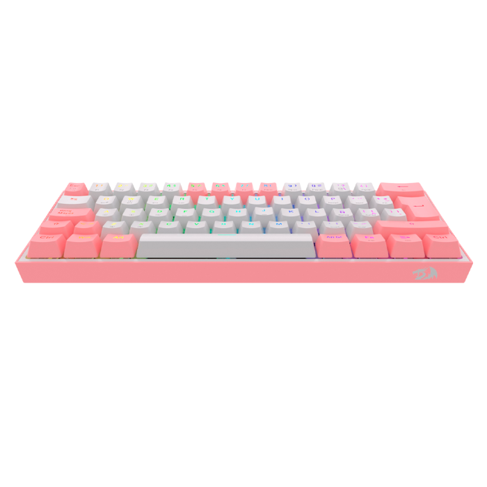Teclado mecánico inalámbrico Redragon Fizz Pro K616-RGB White/Pink, Switch Red, Español