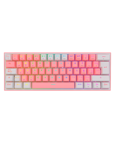 Teclado mecánico inalámbrico Redragon Fizz Pro K616-RGB Pink/White, Switch Red, Español