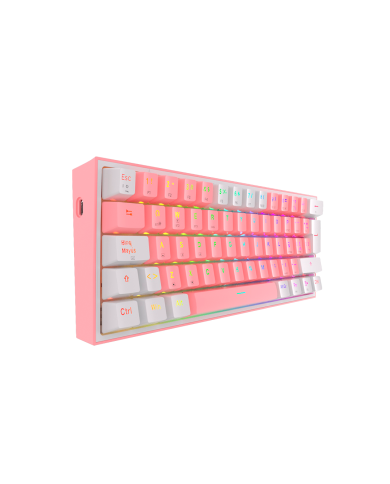 Teclado mecánico inalámbrico Redragon Fizz Pro K616-RGB Pink/White, Switch Red, Español