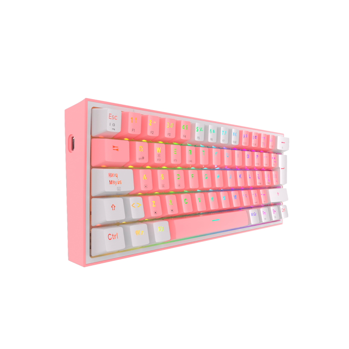 Teclado mecánico inalámbrico Redragon Fizz Pro K616-RGB Pink/White, Switch Red, Español