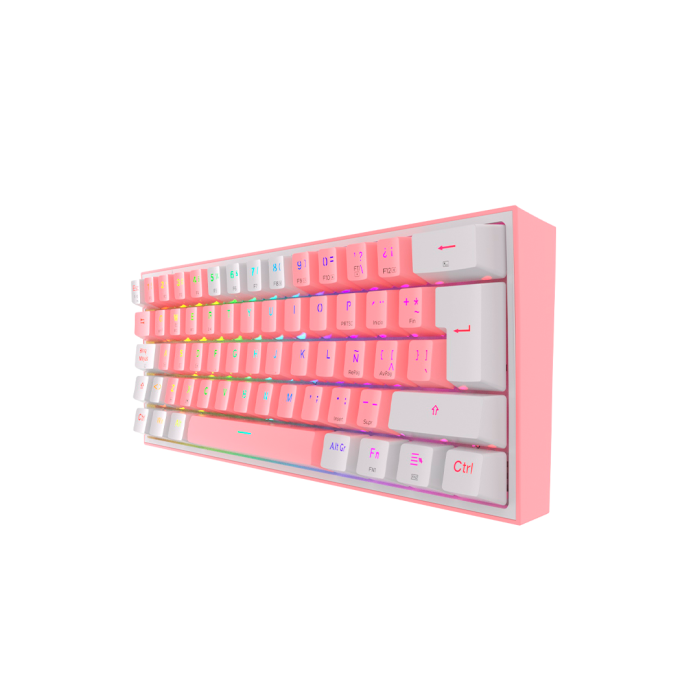 Teclado mecánico inalámbrico Redragon Fizz Pro K616-RGB Pink/White, Switch Red, Español