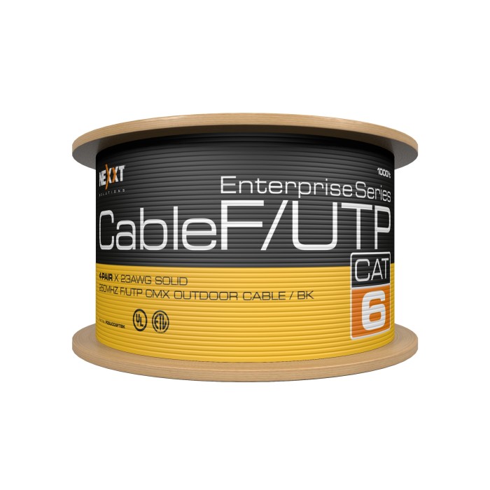 Bobina De Cable De Red UTP para Exteriores Cat6 Negro