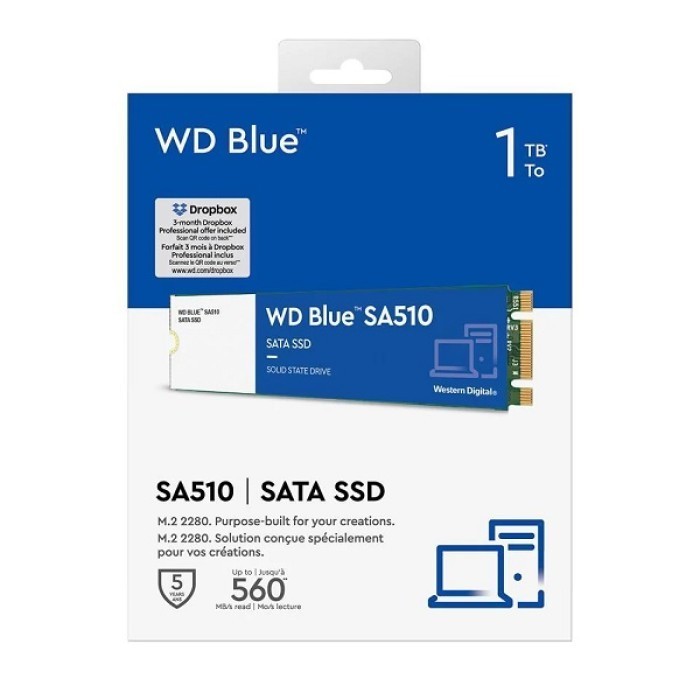 Unidad de Estado Sólido Western Digital Blue SA510 WDS100T3B0B SSD 1 TB M.2 2280 SATA 6Gb/s