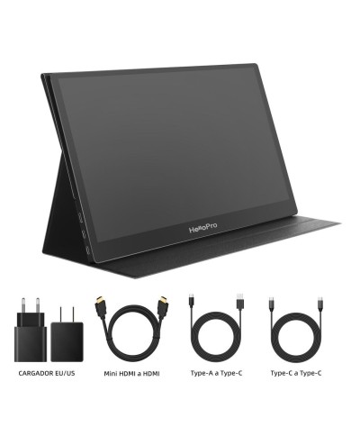 Monitor Portátil Hello Pro M1 15.6" FHD USB-C, Mini HDMI con funda soporte