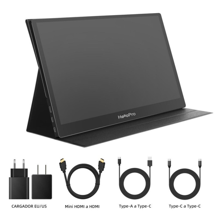 Monitor Portátil Hello Pro M1 15.6" FHD USB-C, Mini HDMI con funda soporte