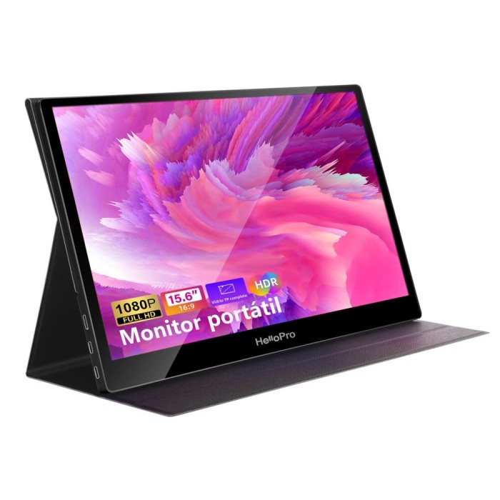 Monitor Portátil Hello Pro M1 15.6" FHD USB-C, Mini HDMI con funda soporte