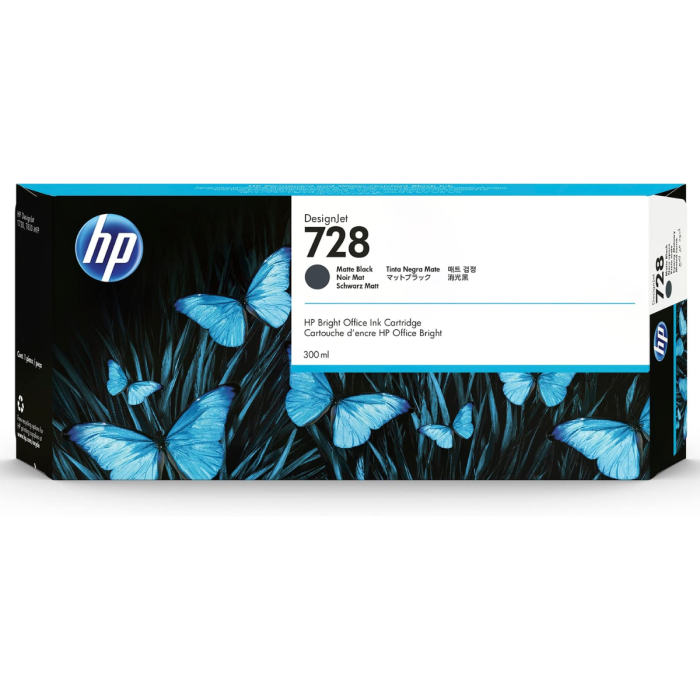 Cartucho de tinta HP 728 DesignJet Negro Matte Original, 300ml