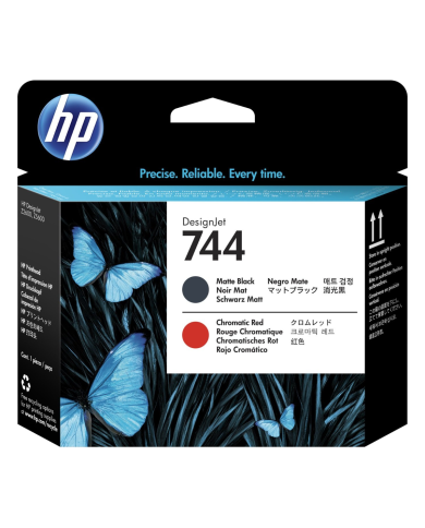 Cartucho de tinta HP 744 DesignJet Negro Mate y Rojo Cromático Original